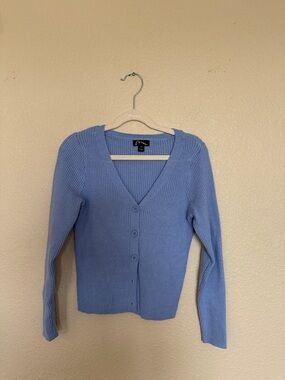 art class Light Blue Ribbed V-Neck Button Cardigan